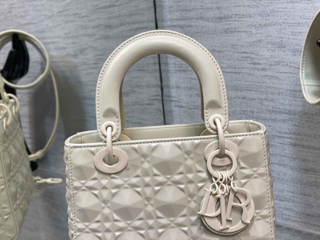 Small Lady Dior My ABCDior Bag Latte Cannage Calfskin with Diamond Motif